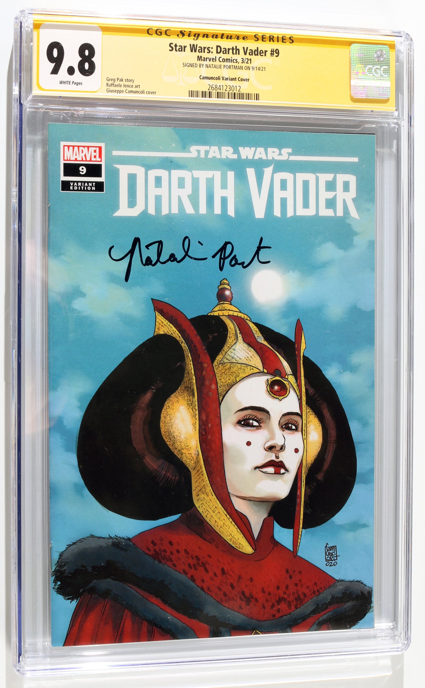 
                  
                    Star Wars: Darth Vader #9 - Signed by Natalie Portman as Padme from Star Wars (CGC Signature Series 9.8) 2021
                  
                
