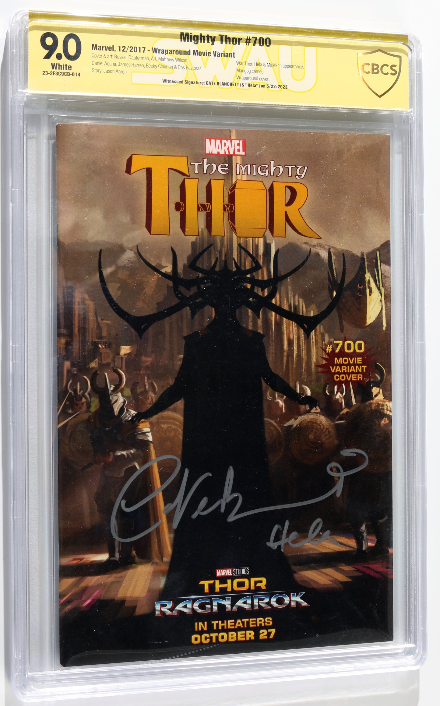
                  
                    Mighty Thor #700 - Signed by Cate Blanchett as Hela from Thor: Ragnarok (SWAU CBCS Witness 9.0) 2017 with Character Name
                  
                