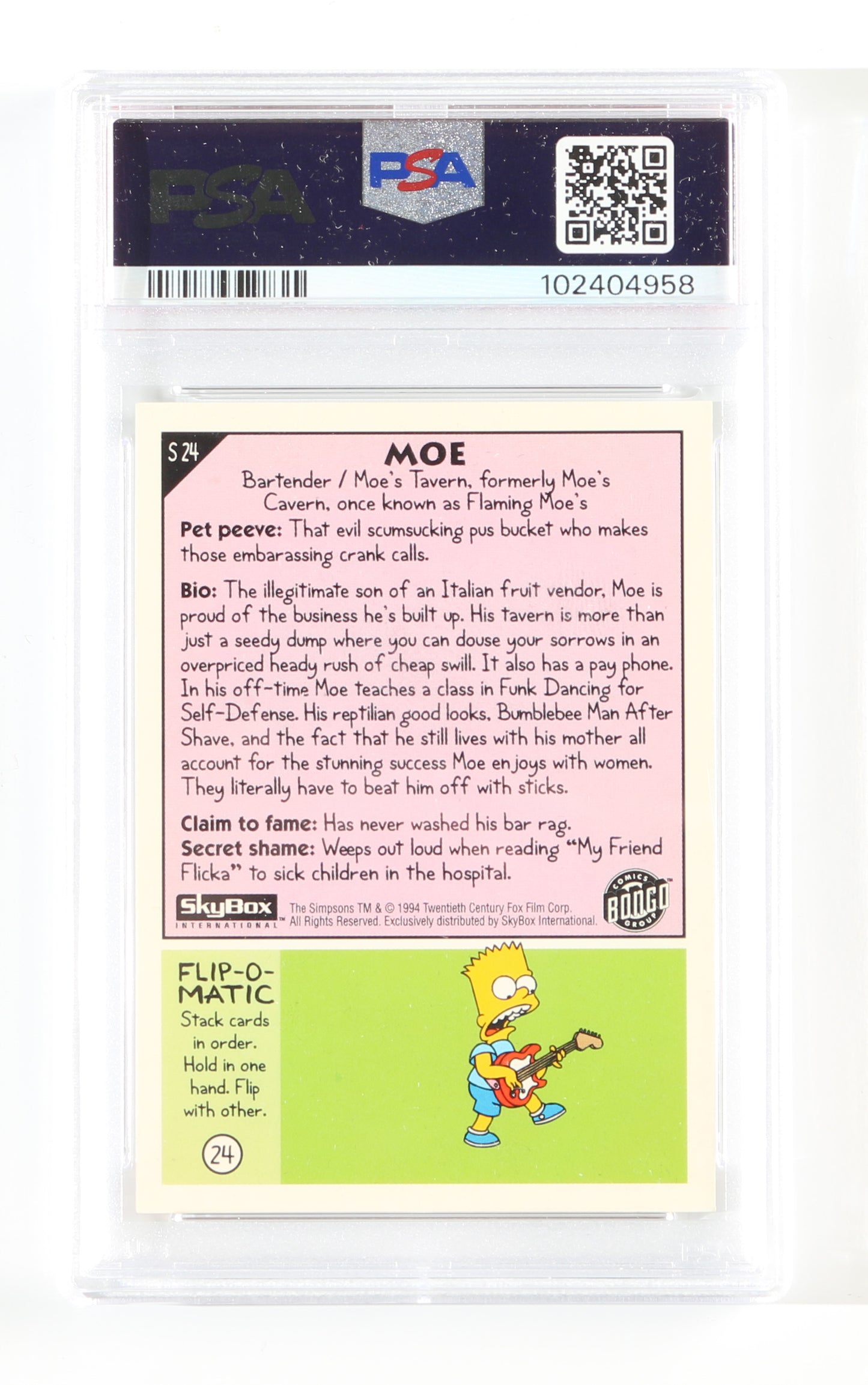 
                  
                    Hank Azaria as Moe Szyslak in The Simpsons (PSA Encapsulated Auto 10) Signed 1994 Skybox Trading Card #S24
                  
                