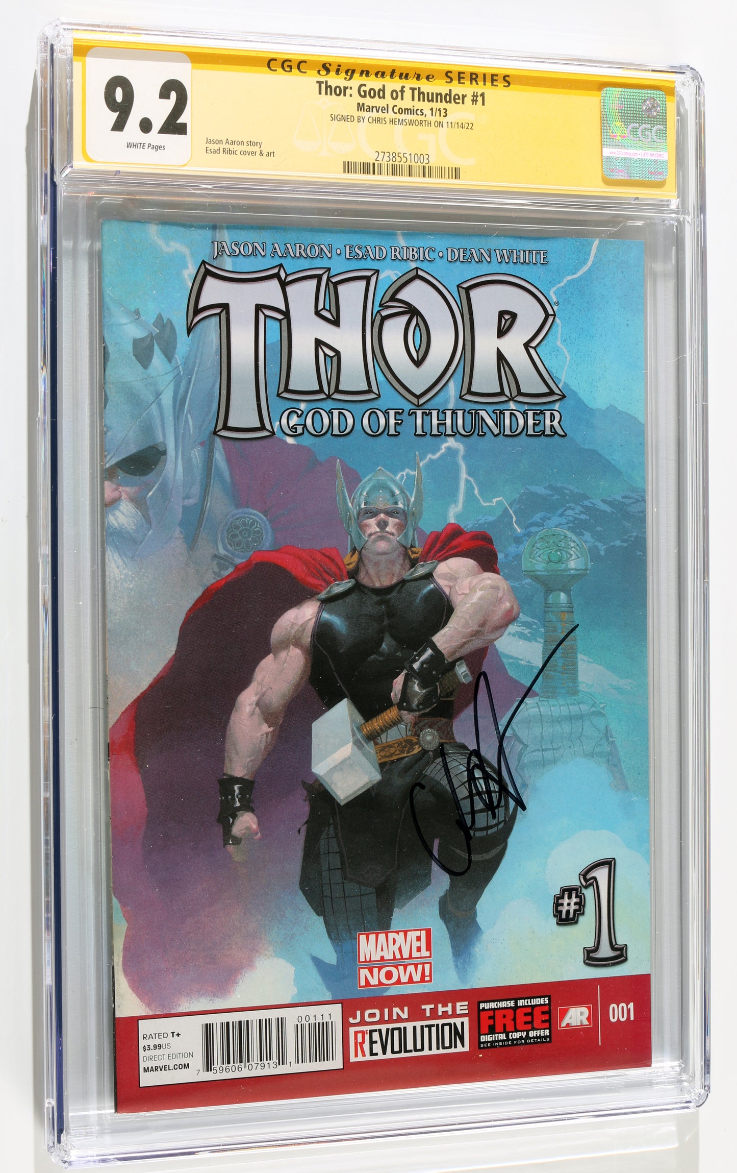
                  
                    Marvel's Thor: God of Thunder #1 - Signed by Chris Hemsworthas Thor from The Avengers (CGC Signature Series 9.2) 2013
                  
                