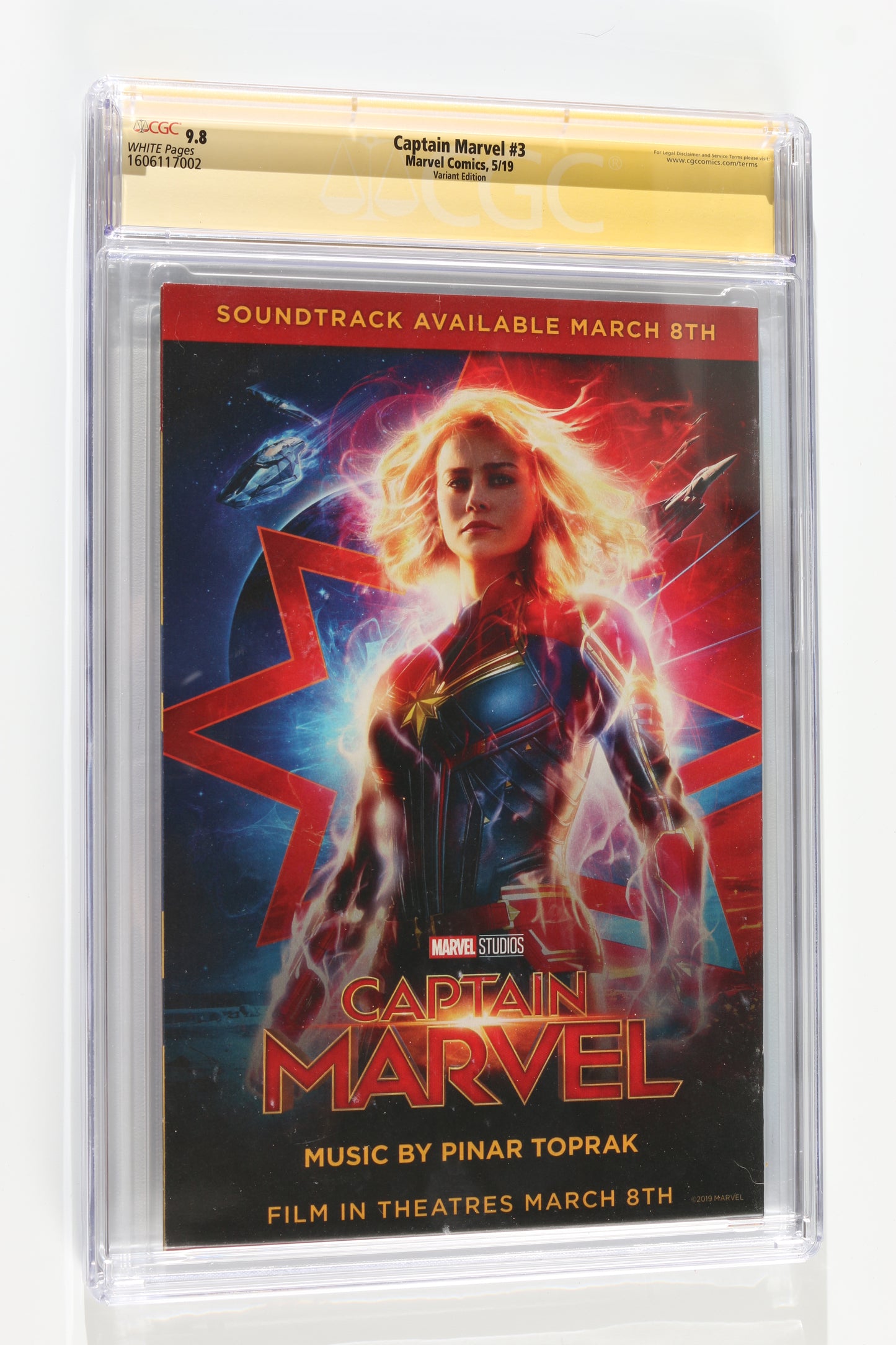 
                  
                    Captain Marvel #3 - Signed by Brie Larson as Carol Danvers / Captain Marvel in Captain Marvel (CGC Signature Series 9.8) 2019
                  
                