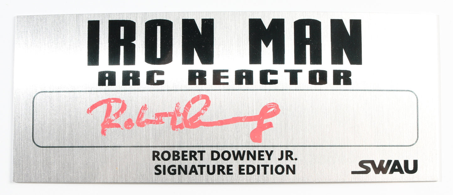
                  
                    Robert Downey Jr. as Iron Man (SWAU) Signed Plaque for Arc Reactor
                  
                