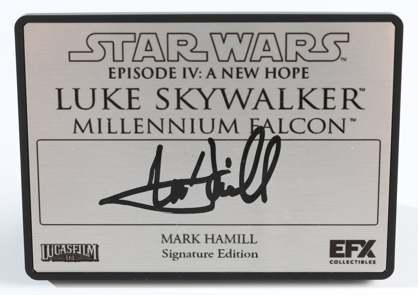 
                  
                    Mark Hamill as Luke Skywalker in Star Wars: A New Hope Signed 2.5x3.5 Plaque
                  
                