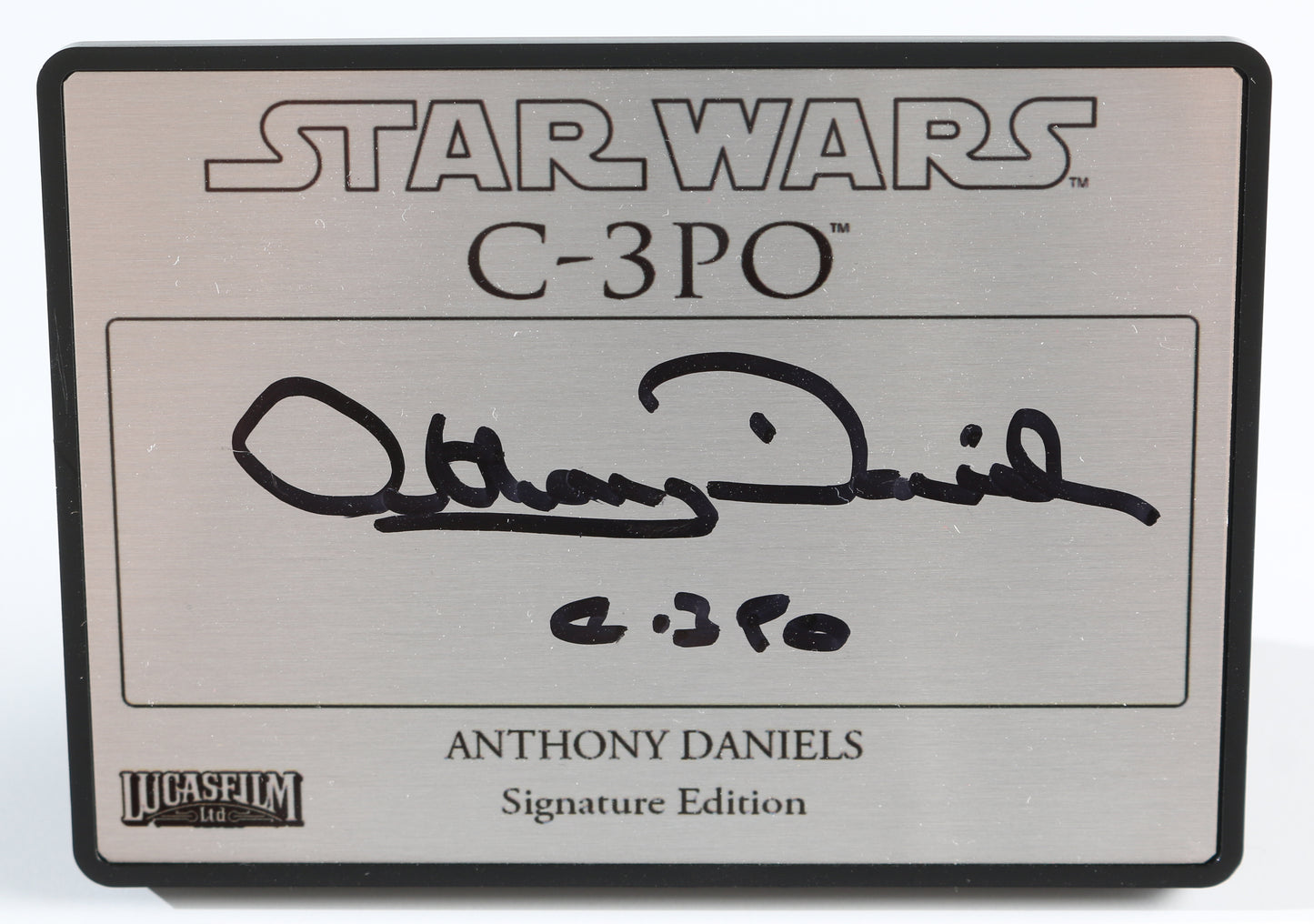 
                  
                    Anthony Daniels as C-3PO in Star Wars (Official Pix) Signed 2.5x3.5 Plaque with Character Name
                  
                