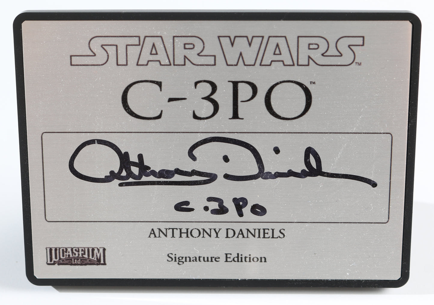 
                  
                    Anthony Daniels as C-3PO in Star Wars Signed 2.5x3.5 Plaque with Character Name
                  
                