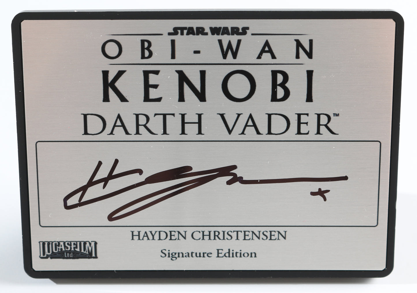 
                  
                    Hayden Christensen as Darth Vader in Star Wars: Obi-Wan Kenobi (Official Pix) Signed 2.5x3.5 Plaque
                  
                