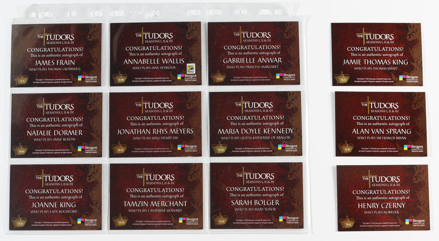 
                  
                    The Tudors Breygent Trading Cards 133pc LOT with 12 Cards Signed by Natalie Dormer, Gabrielle Anwar, Annabelle Wallis, Maria Doyle Kennedy, Jonathan Rhys Meyers, Sarah Bolger, Tamzin Merchant, James Frain, Joanne King, & More
                  
                