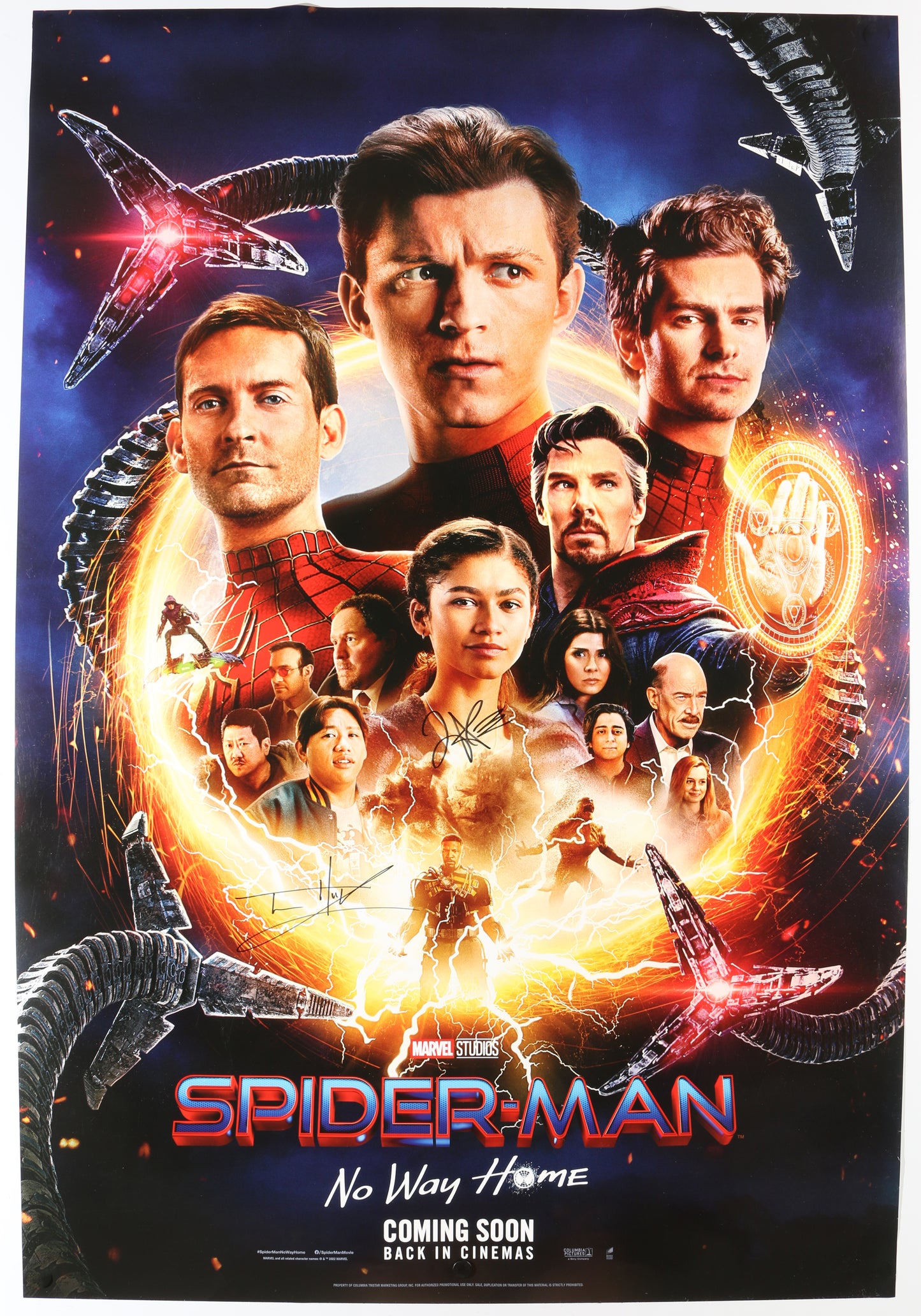 
                  
                    Tom Holland as Spider-Man & Zendaya as Michelle "MJ" Jones-Watson in Spider-Man: No Way Home (The Brothers Trust) Signed 27x40 Poster
                  
                