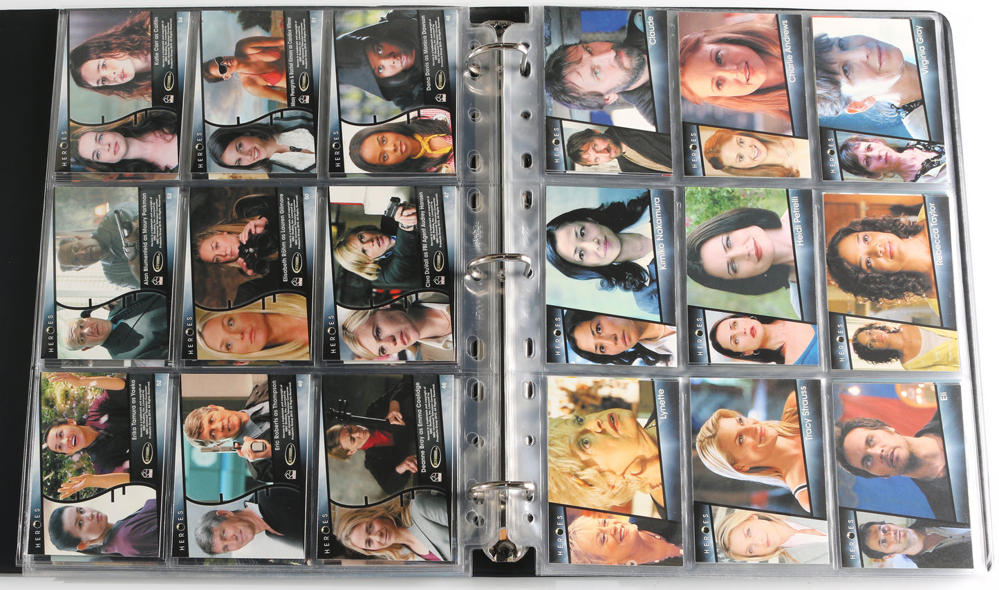 
                  
                    Heroes Rittenhouse Trading Cards 134pc LOT with 43 Cards Signed by Hayden Panettiere, Kristen Bell, Ernie Hudson, Bruce Boxleitner, George Takei, Jack Coleman, James Kyson Lee, Malcolm McDowell, Eric Roberts, Sendhil Ramamurthy, & More
                  
                
