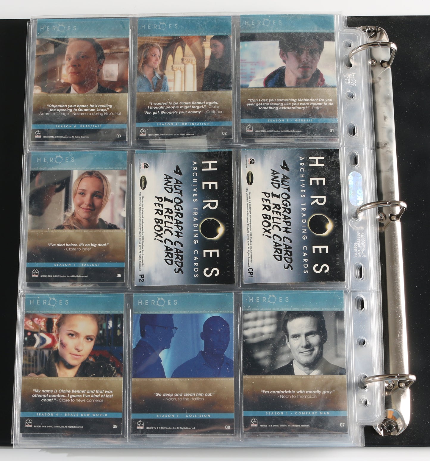 
                  
                    Heroes Rittenhouse Trading Cards 134pc LOT with 43 Cards Signed by Hayden Panettiere, Kristen Bell, Ernie Hudson, Bruce Boxleitner, George Takei, Jack Coleman, James Kyson Lee, Malcolm McDowell, Eric Roberts, Sendhil Ramamurthy, & More
                  
                