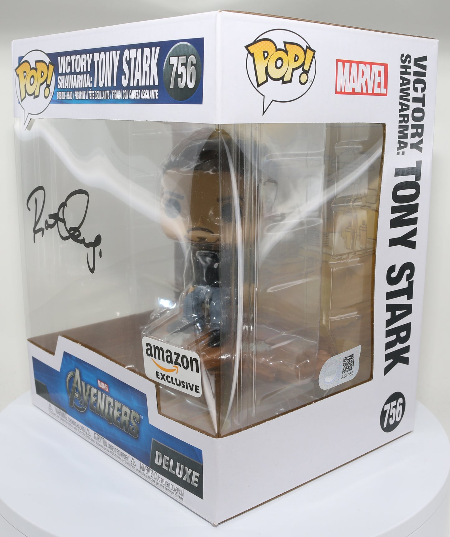 
                  
                    Robert Downey Jr. as Iron Man in The Avengers Victory Shawarma (SWAU) Signed Oversized Funko POP! #756
                  
                