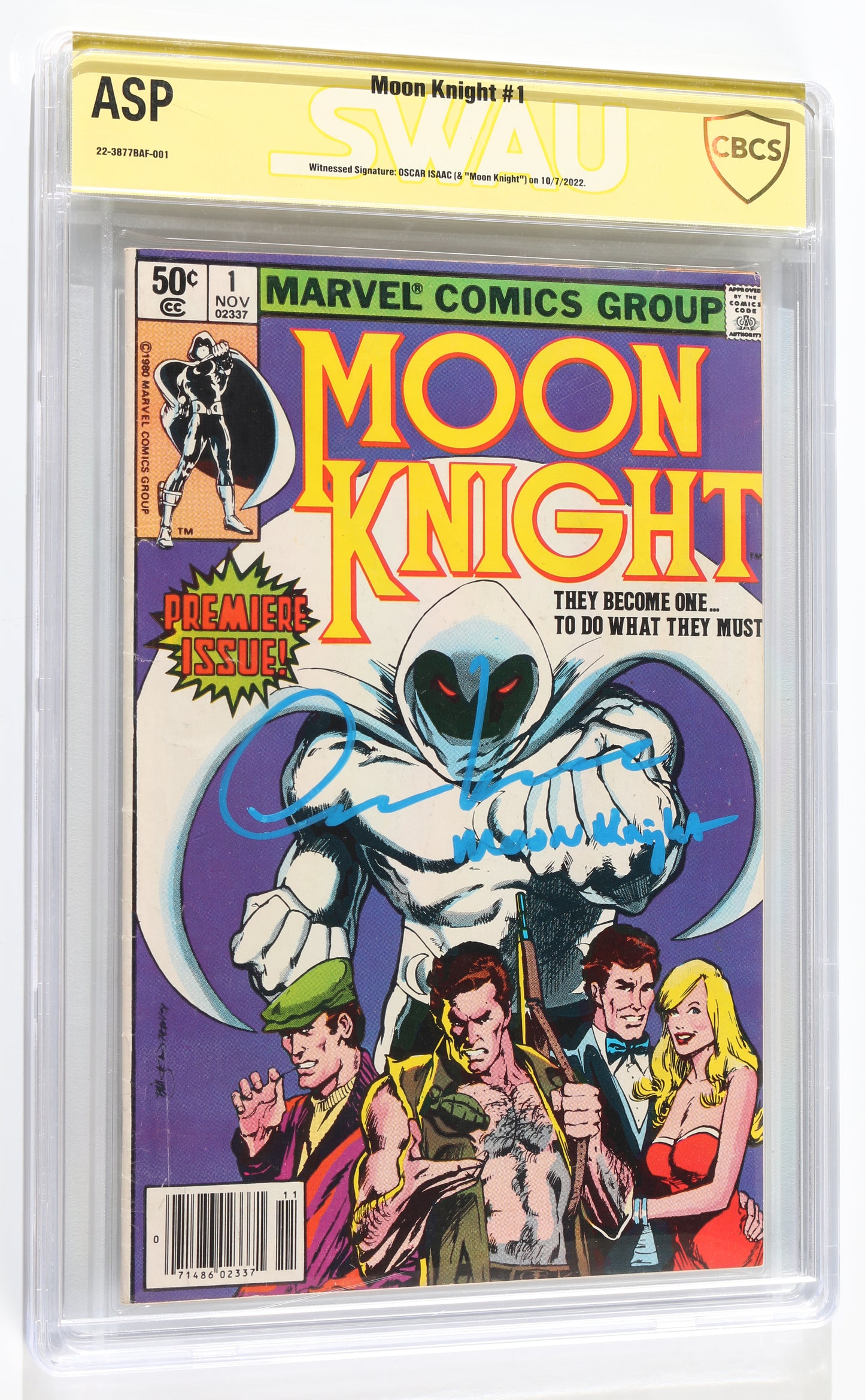 
                  
                    Moon Knight #1 - Signed by Oscar Isaac (CBCS Authentic Signature Program) 1980 with Character Name
                  
                