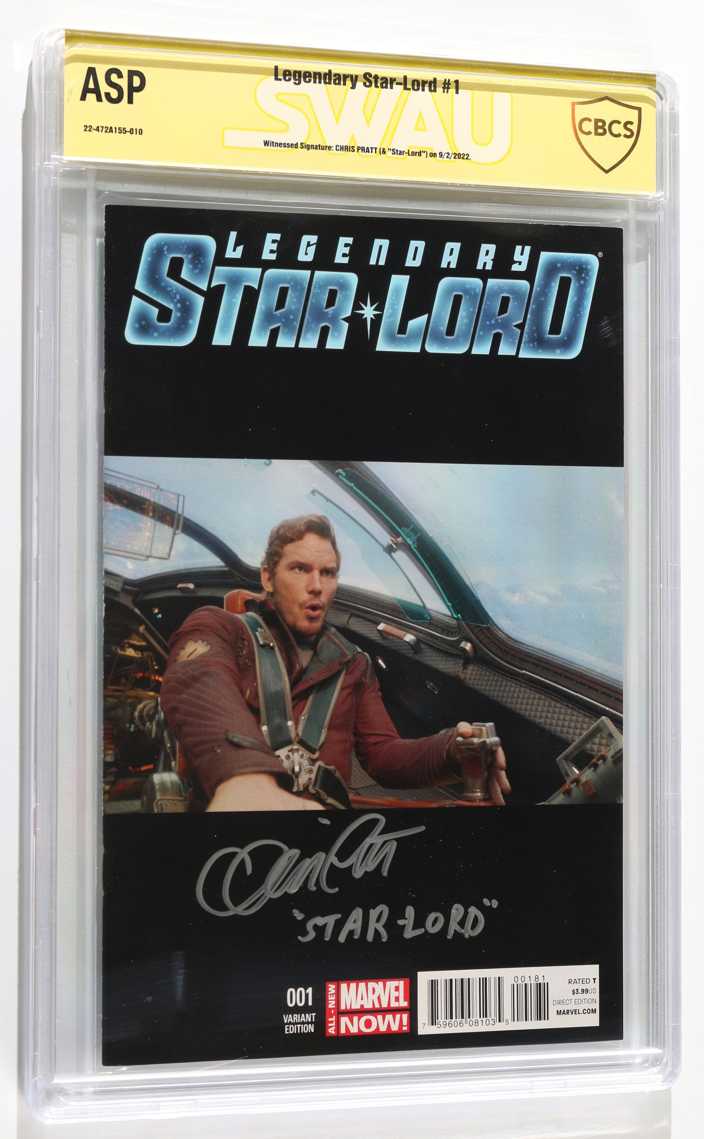 
                  
                    Legendary Star-Lord #1 - Signed by Chris Pratt (CBCS Authentic Signature Program) 2014 with Character Name
                  
                