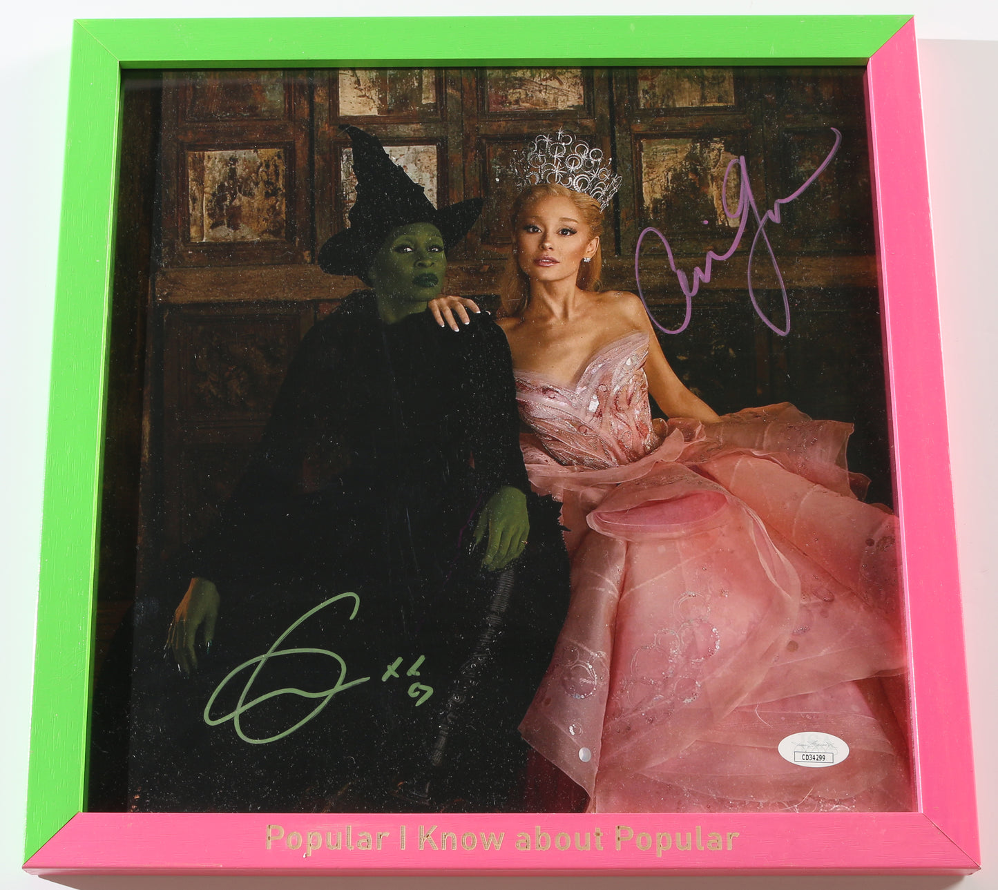 
                  
                    Cynthia Erivo as Elphaba Thropp & Ariana Grande as Galinda Upland in Wicked (JSA) Signed LP 12" Vinyl Record Insert in Custom 'Popular' Frame
                  
                