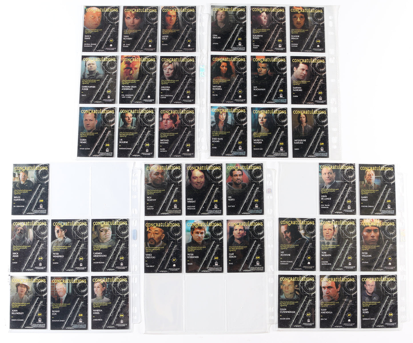 
                  
                    Stargate SG-1 Rittenhouse Trading Cards 39pc LOT Signed by Alexis Cruz, Teryl Rothery, Don S. Davis, Amanda Tapping, Richard Dean Anderson, Christopher Judge, Michael Shanks, J.R. Bourne, & More
                  
                