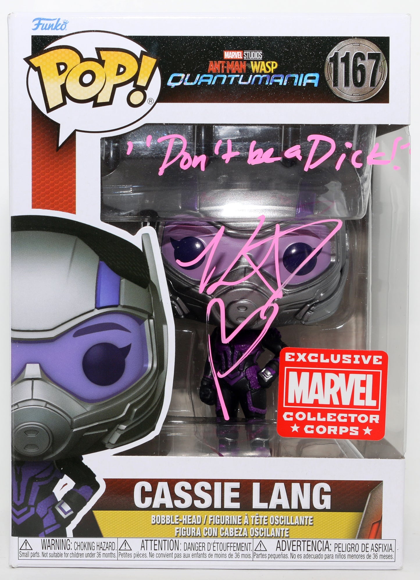 
                  
                    Kathryn Newton as Cassie Lang in Ant-Man & The Wasp: Quantumania Marvel Collector Corps Exclusive Signed Funko POP! #1167 with Character Name & Quote
                  
                