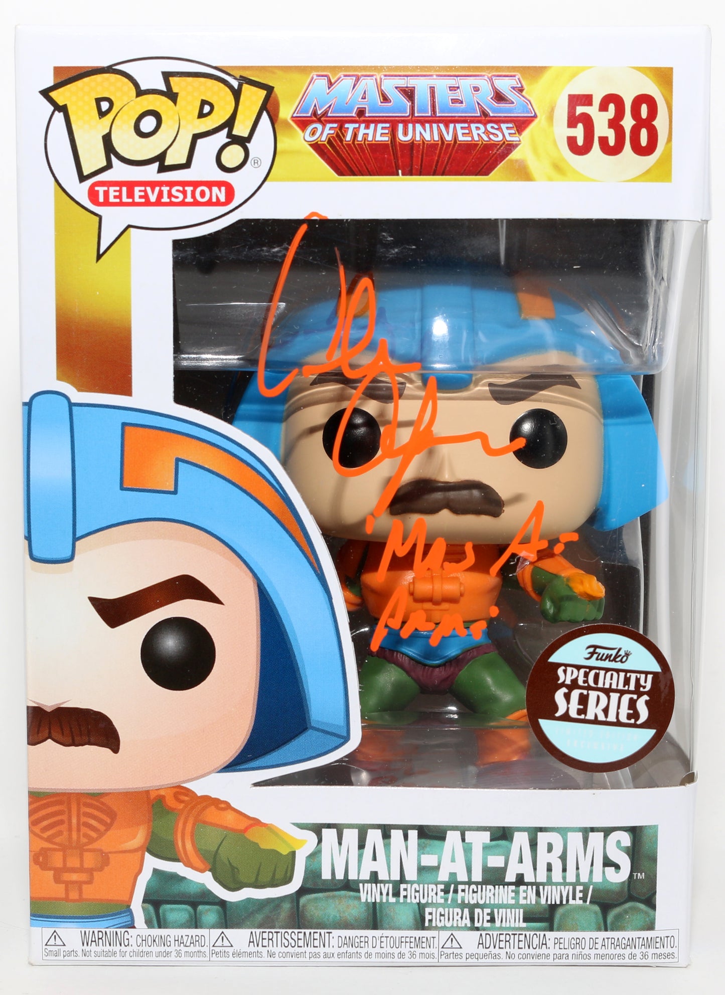 
                  
                    Alan Oppenheimer as Man-At-Arms in Masters of the Universe Specialty Series Signed Funko POP! #538 with Character Name
                  
                