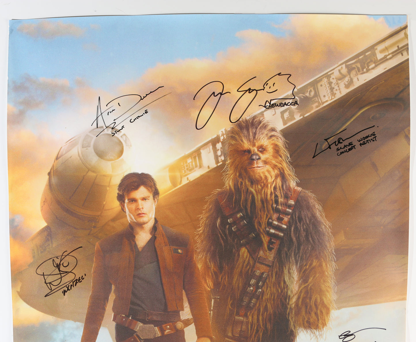 
                  
                    Solo: A Star Wars Story 23x33 Poster Cast Signed by Joonas Suotomo, Warwick Davis, Arrie Dekker, Jake Pogson, Annabelle Davis, Gustav Hoegen, Moshen Nouri, Colin Howells, & Luke Fisher
                  
                