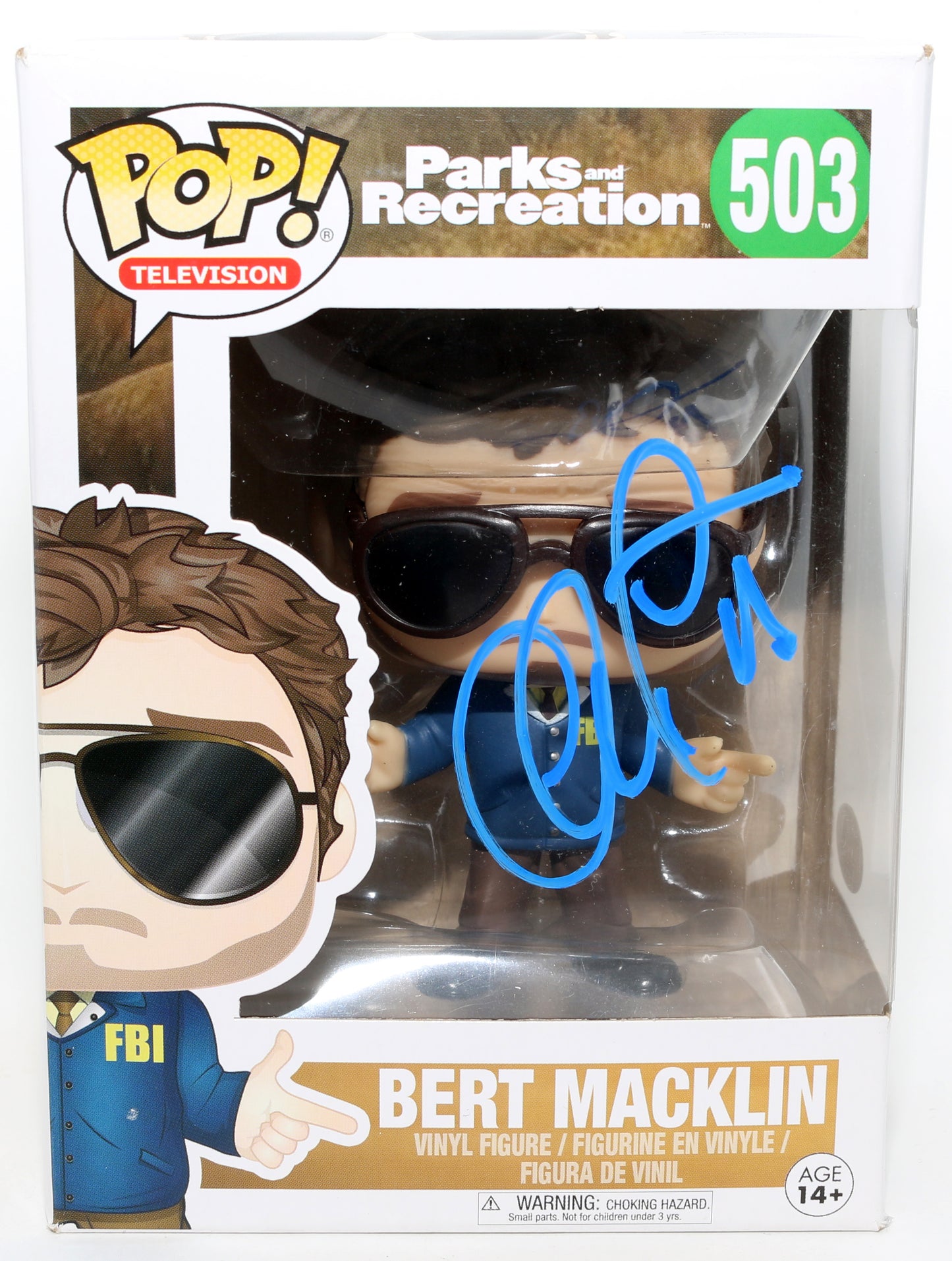 
                  
                    Chris Pratt as Andy Dwyer / Bert Macklin in Parks & Recreation (JSA) Signed Funko POP! #503
                  
                