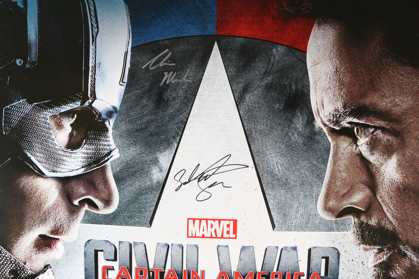 
                  
                    Captain America: Civil War 27x40 Poster Cast Signed by Chadwick Boseman, Robert Downey Jr., Chris Evans, Sebastian Stan, Jeremy Renner, Don Cheadle, Anthony Mackie, Elizabeth Olsen, Paul Rudd, Emily VanCamp, Kevin Feige, Chris Markus, & Stephen McFeely
                  
                