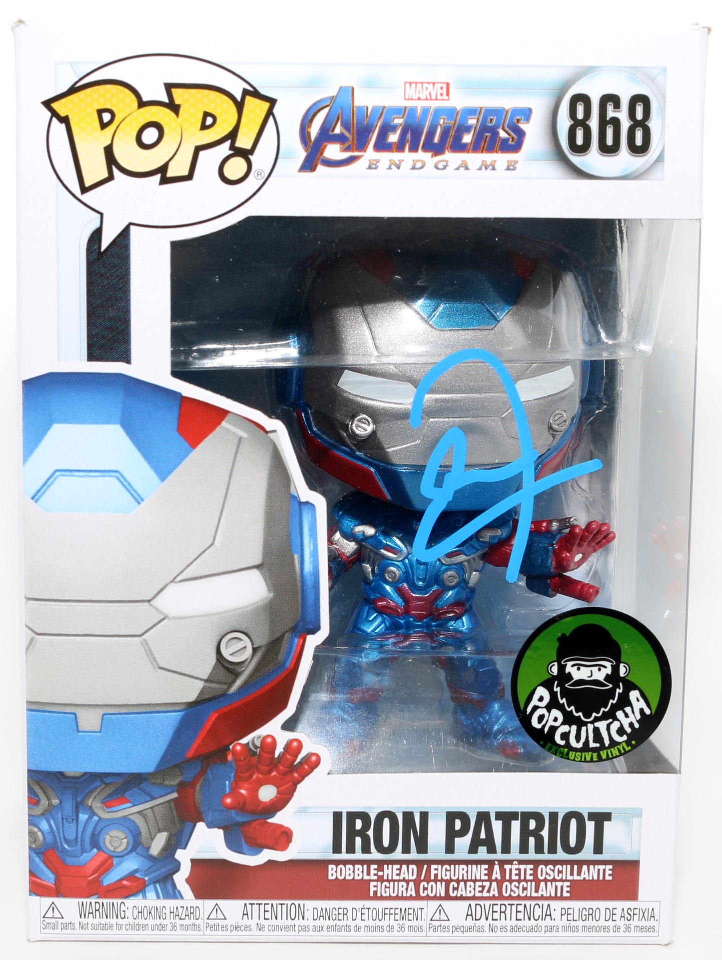 
                  
                    Don Cheadle as James Rhodes / Iron Patriot in Avengers: Endgame Popcultcha Exclusive (JSA) Signed Funko POP! #868
                  
                