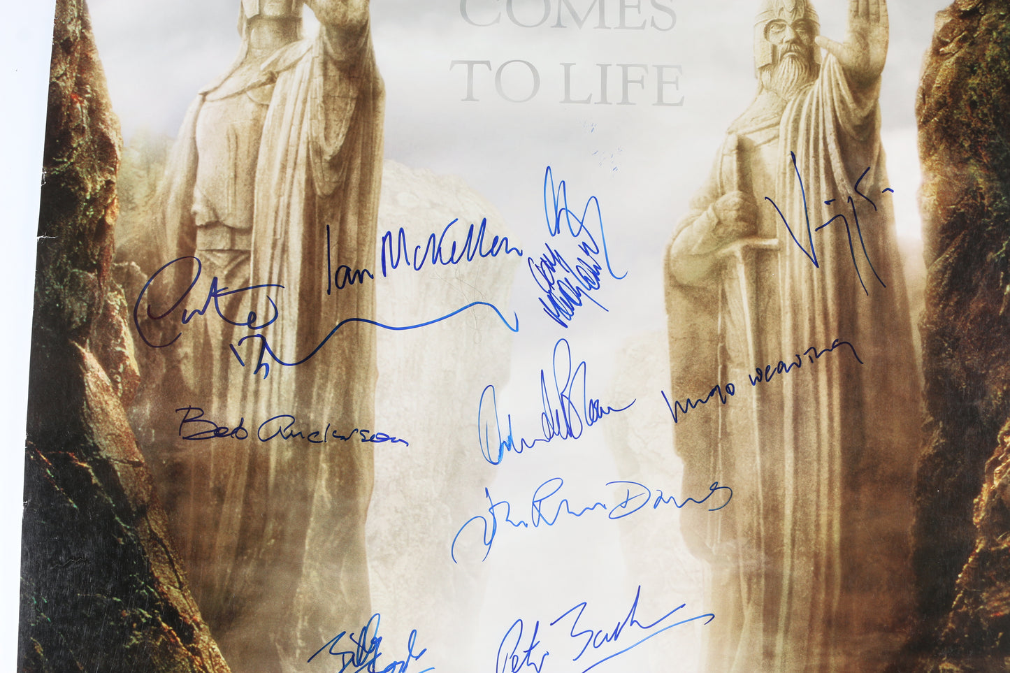 
                  
                    The Lord of the Rings: The Fellowship of the Ring 27x40 Poster Cast Signed by Elijah Wood, Ian McKellen, Viggo Mortensen, Orlando Bloom, Hugo Weaving, Sean Bean, Ian Holm, Sean Astin, Cate Blanchett, Director: Peter Jackson, & Others
                  
                