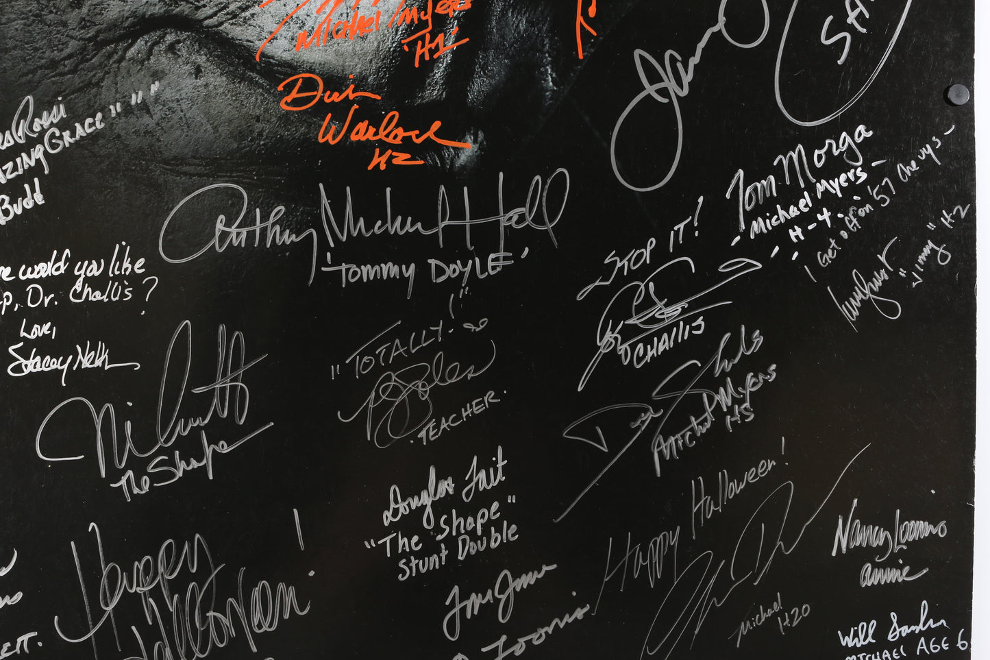 
                  
                    Halloween 27x40 Poster Cast Signed by James Jude Courtney, Nick Castle, Airon Armstrong, Steve Miner, Danielle Harris, Alan Howarth, Charles Cyphers, Jeffrey Kramer, Chris Durand, Nancy Loomis, Will Sandin, Douglas Tait, & More
                  
                