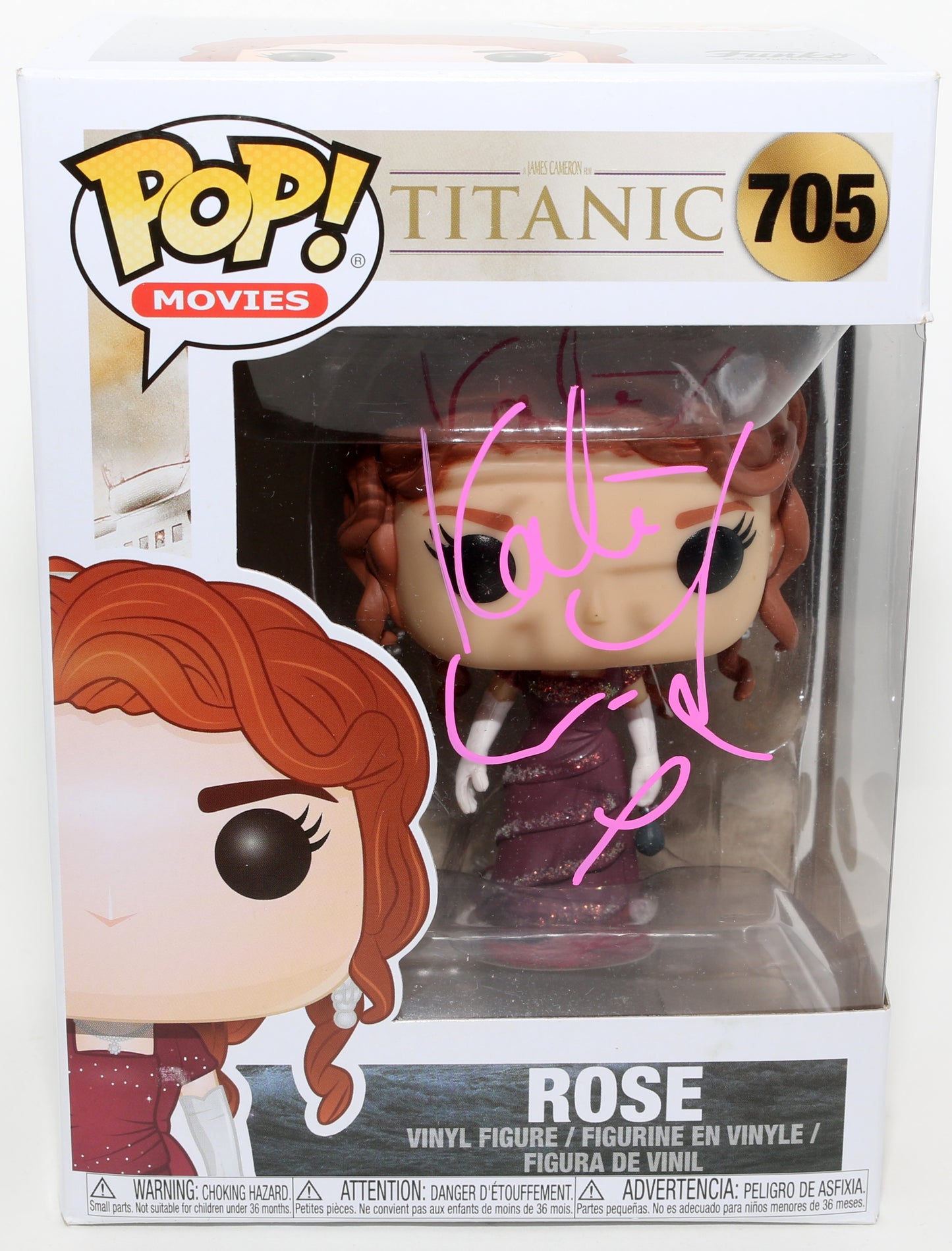 
                  
                    Kate Winslet as Rose DeWitt Bukater in James Cameron's Titanic Signed Funko POP! #705
                  
                