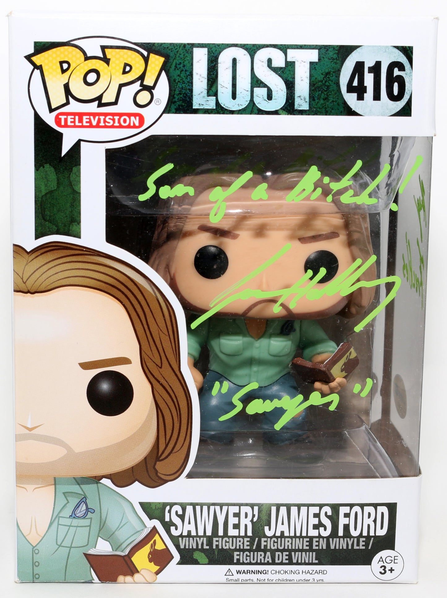 
                  
                    Josh Holloway as James "Sawyer" Ford in Lost Signed Funko POP! #416 with Character Name & Quote
                  
                