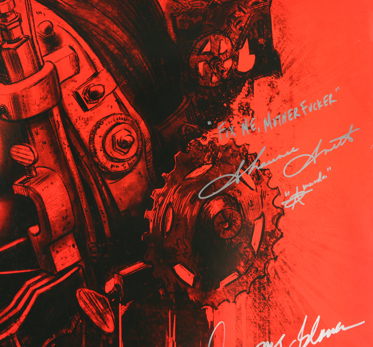 
                  
                    Saw 27x40 Poster Cast Signed by Danny Glover, Tobin Bell, Julie Benz, Franky G, Shawnee Smith, Dina Meyer, Mark Rolston, & Beverley Mitchell with Character Names & Quotes
                  
                