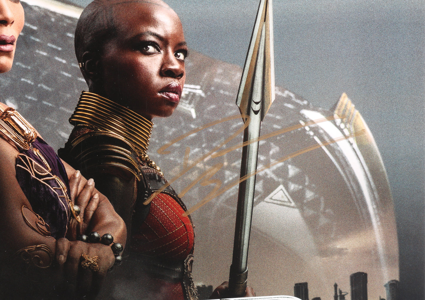 
                  
                    Black Panther: Wakanda Forever 27x40 Poster Cast Signed by Lupita Nyongo, Danai Gurira, Angela Bassett, Tenoch Huerta, Dominique Thorne, Alex Livinalli, Mabel Cadena, Producer: Nate Moore, Composer: Ludwig Göransson & Director: Ryan Coogler
                  
                