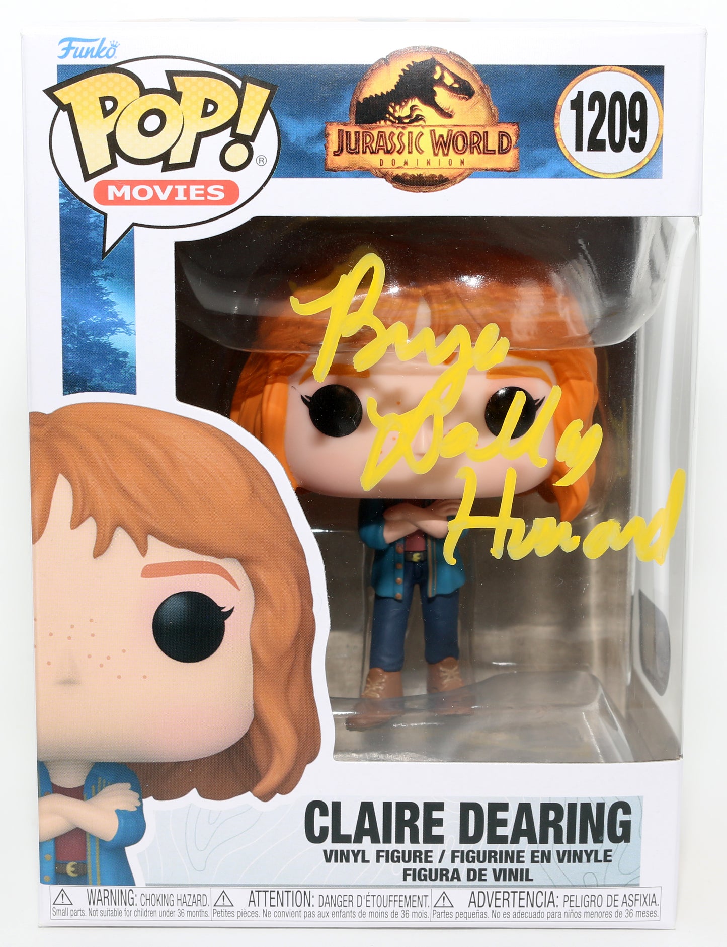 
                  
                    Bryce Dallas Howard as Claire Dearing in Jurassic World Dominion (SWAU) Signed Funko POP! #1209
                  
                