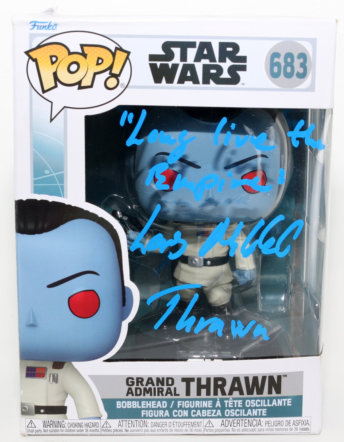 
                  
                    Lars Mikkelsen as Grand Admiral Thrawn in Star Wars: Ahsoka (SWAU) Signed Funko POP! #683 with Character Name & Quote
                  
                