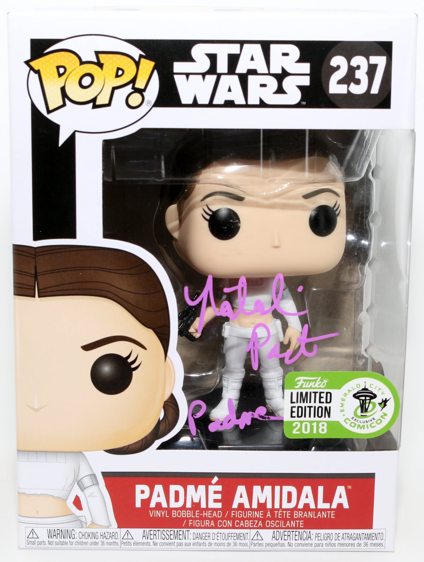 
                  
                    Natalie Portman as Padme Amidala in Star Wars Episode II: Attack of the Clones (Beckett Witnessed) Signed Funko POP! #237 with Character Name
                  
                