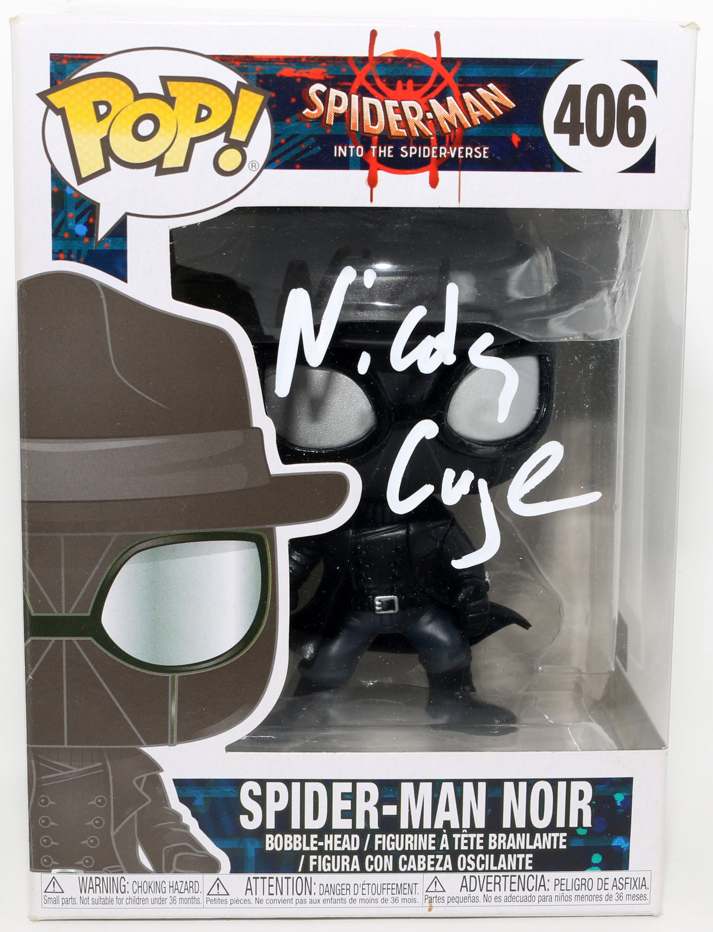 
                  
                    Nicolas Cage as Spider-Man Noir in Spider-Man: Into the Spider-Verse (Celebrity Authentics) Signed Funko POP! #406
                  
                