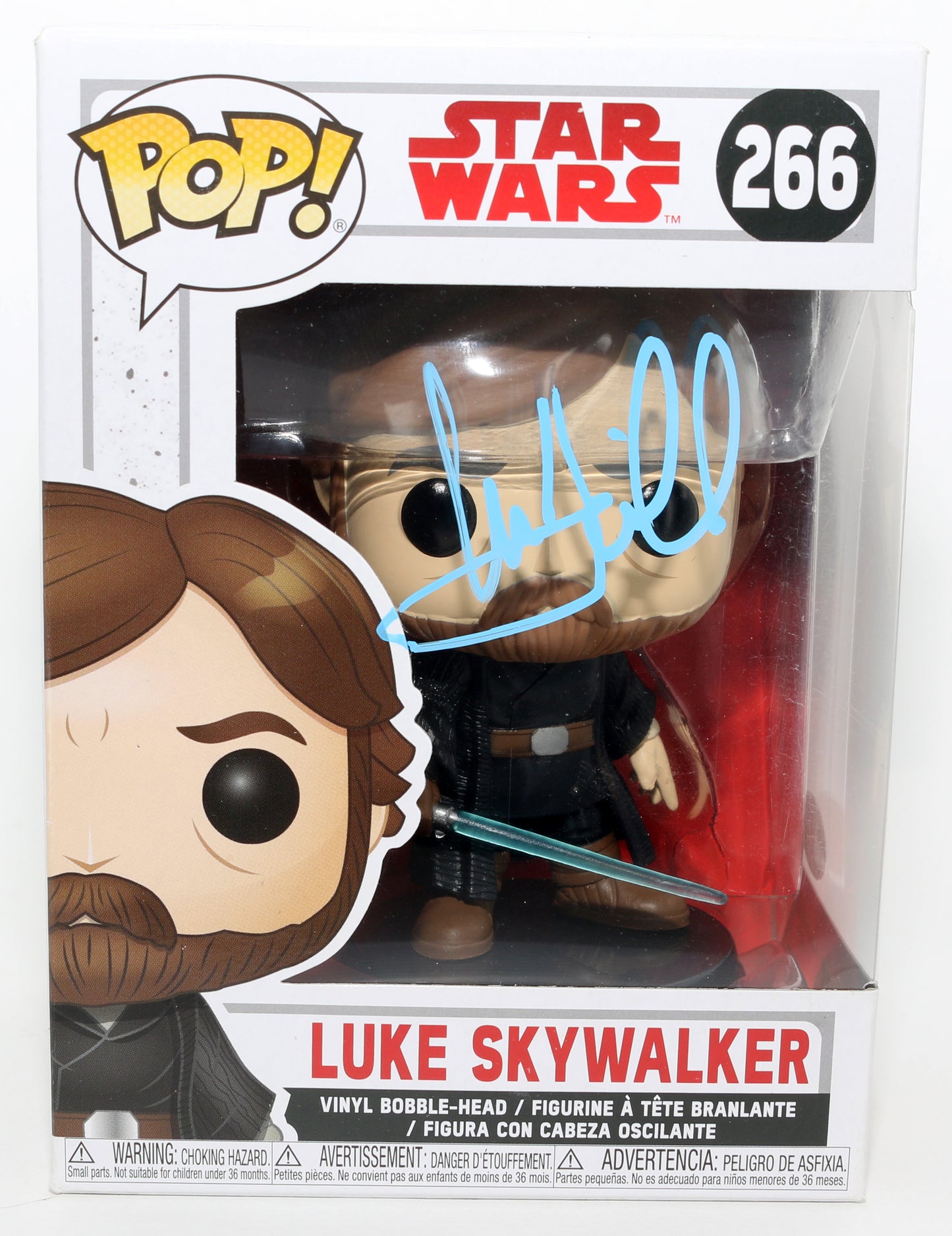 
                  
                    Mark Hamill as Luke Skywalker in Star Wars: The Last Jedi (JSA) Signed Funko POP! #266
                  
                