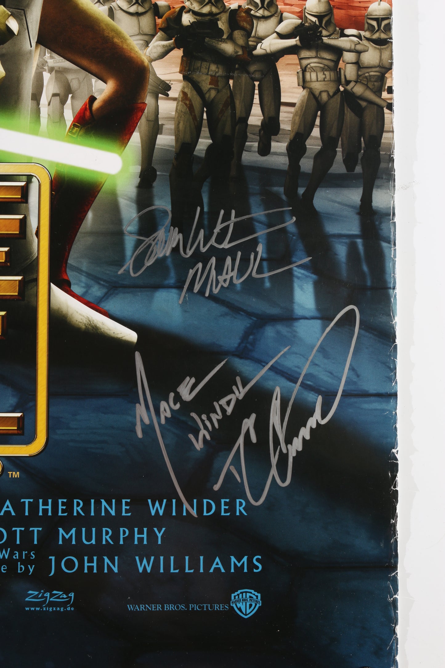 
                  
                    Star Wars: The Clone Wars 27x40 Poster (SWAU / Official Pix) Cast Signed by Terrence C. Carson, Olivia d'Abo, Tim Curry, Phil LaMarr, Sam Witwer, Dave Fennoy, Meredith Salenger, Tasia Valenza, & Ashley Eckstein with Character Names & Quotes
                  
                