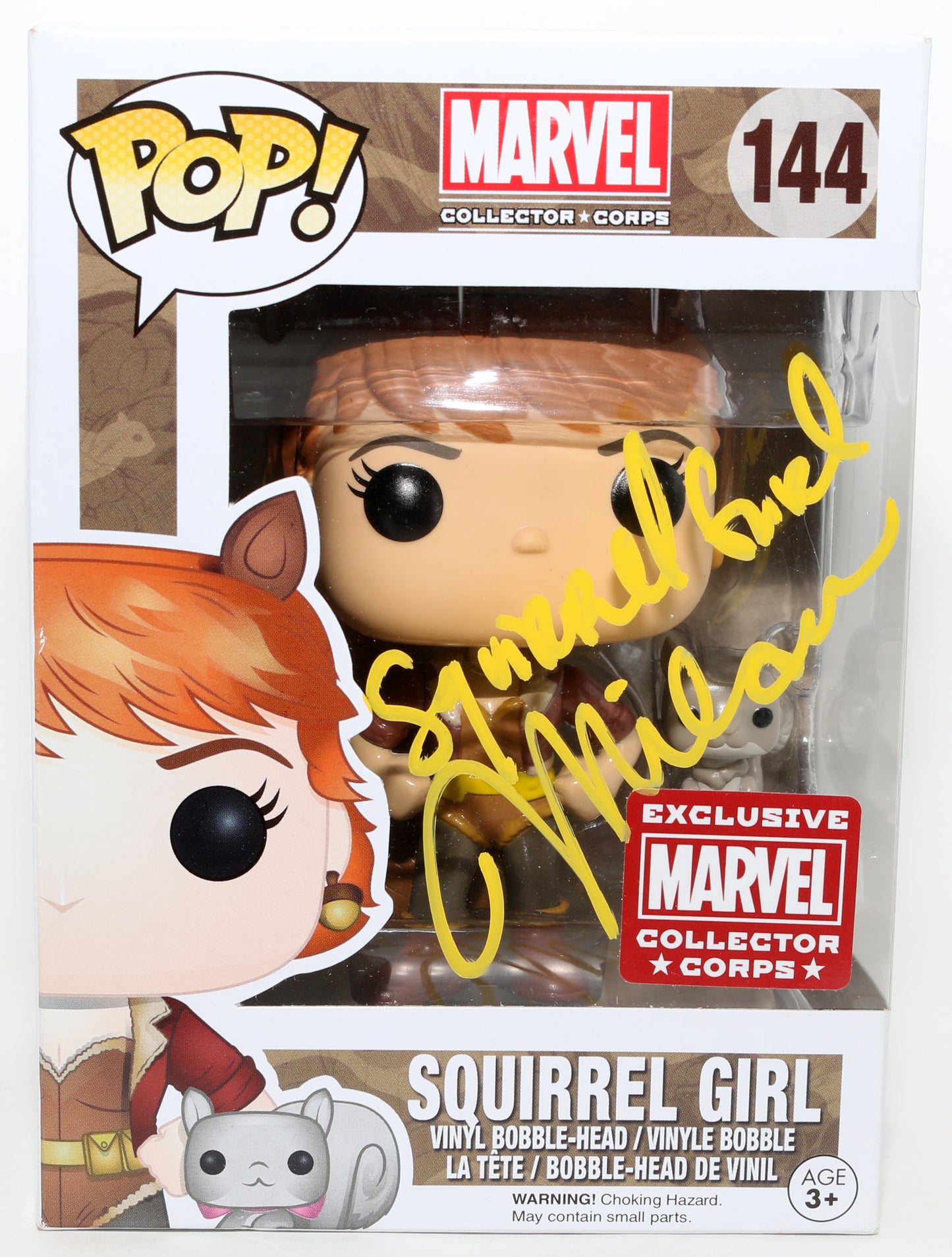
                  
                    Milana Vayntrub as Squirrel Girl / Doreen Green in Marvel Rivals Marvel Collector Corps Exclusive Signed Funko POP! #144 with Character Name
                  
                