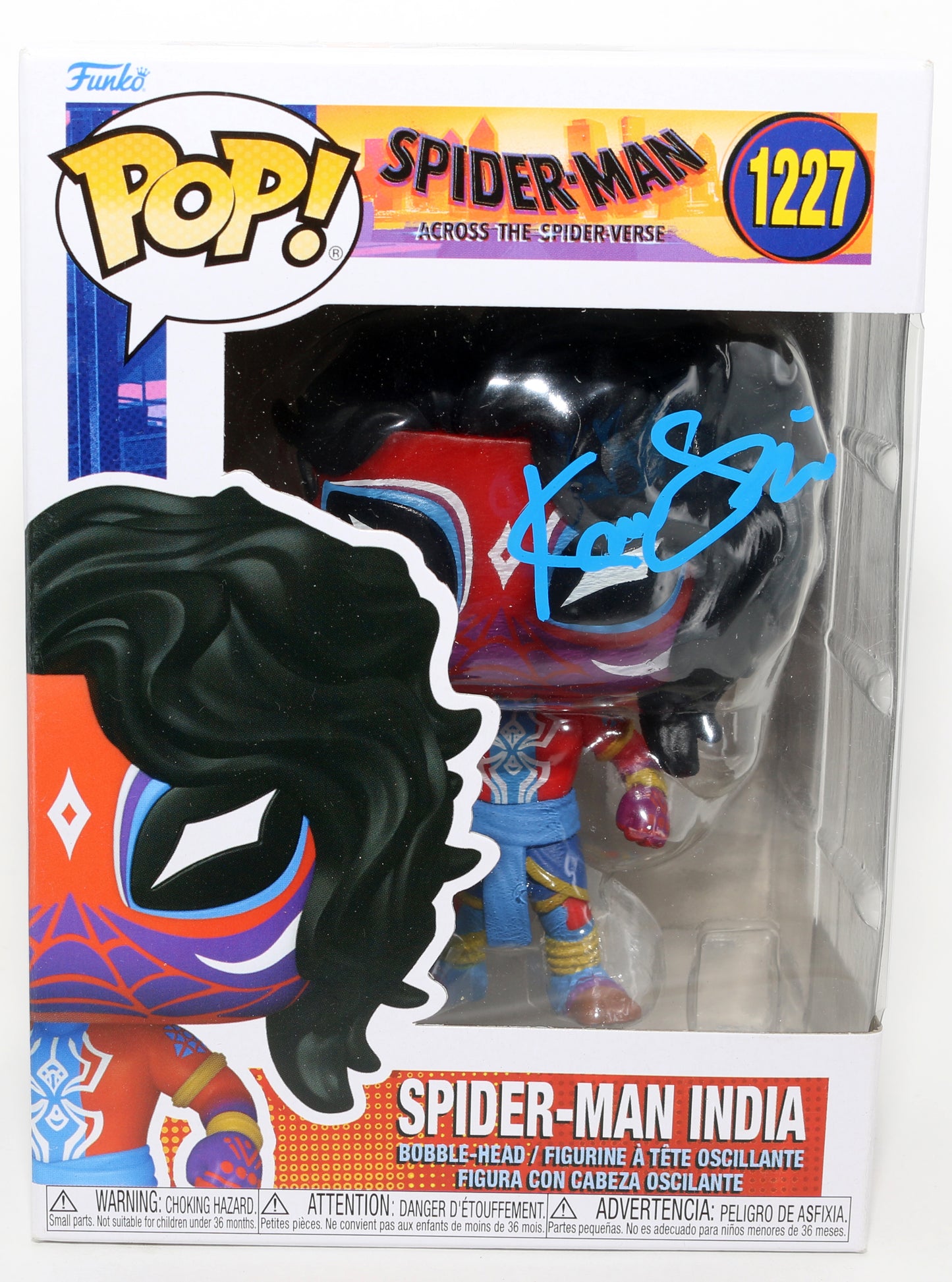 
                  
                    Karan Soni as Spider-Man India in Spider-Man: Across the Spider-Verse Signed Funko POP! #1227
                  
                