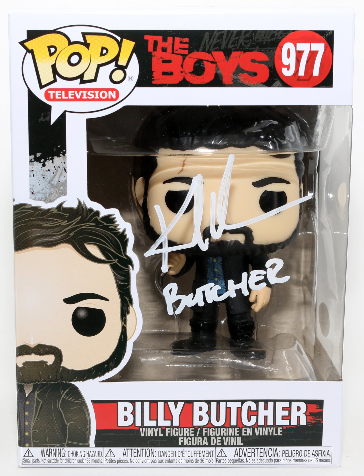 
                  
                    Karl Urban as Billy Butcher in The Boys (JSA) Signed Funko POP! #977 with Character Name
                  
                