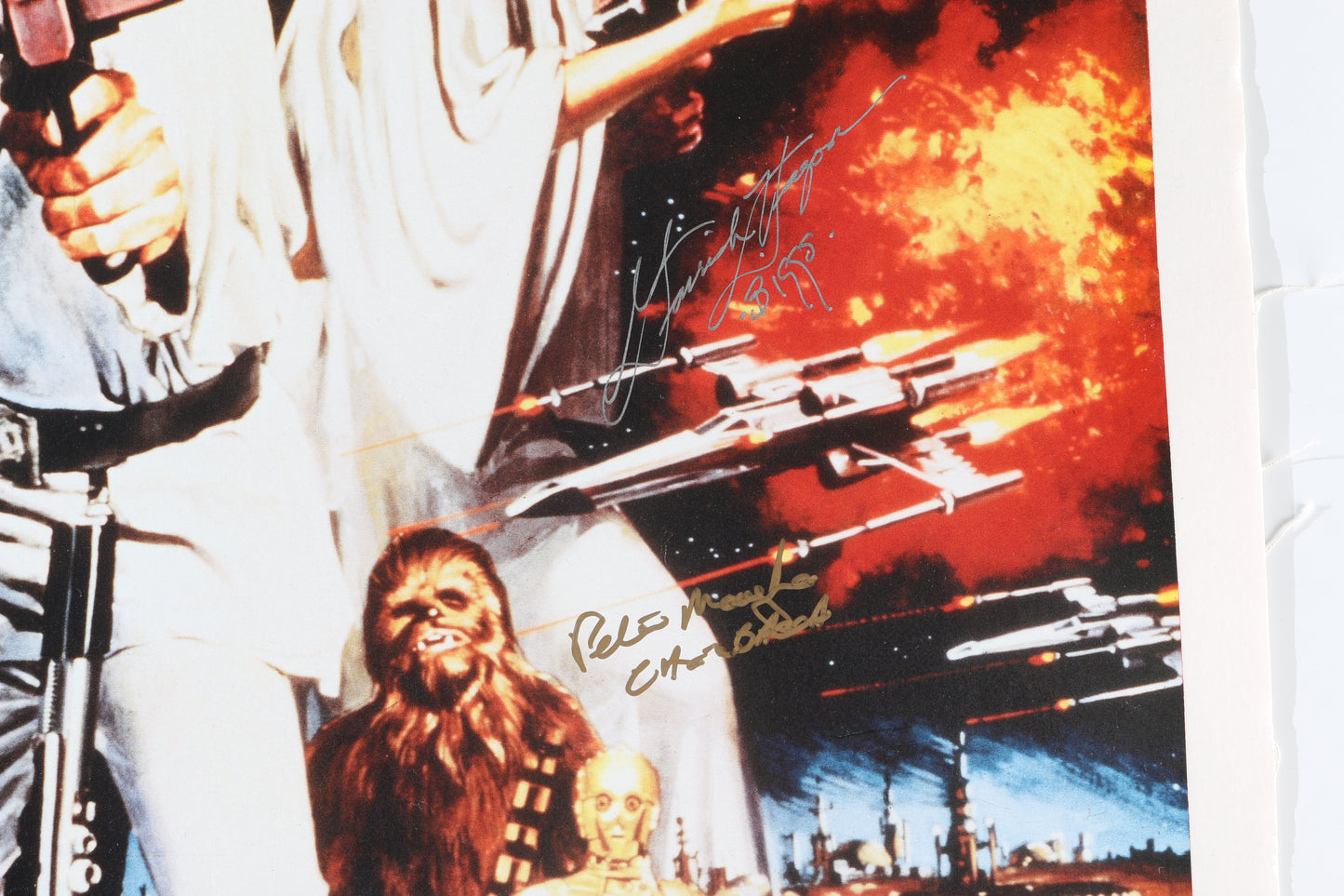 
                  
                    Star Wars: A New Hope 22x32 Poster Cast Signed by Dave Prowse, Peter Mayhew, Kenny Baker, Jeremy Bulloch, lan McDiarmid, Billy Dee Williams, Warwick Davis, Anthony Daniels, Garrick Hagon, Caroline Blakiston, Kenneth Colley, Femi Taylor, & Maria De Aragon
                  
                
