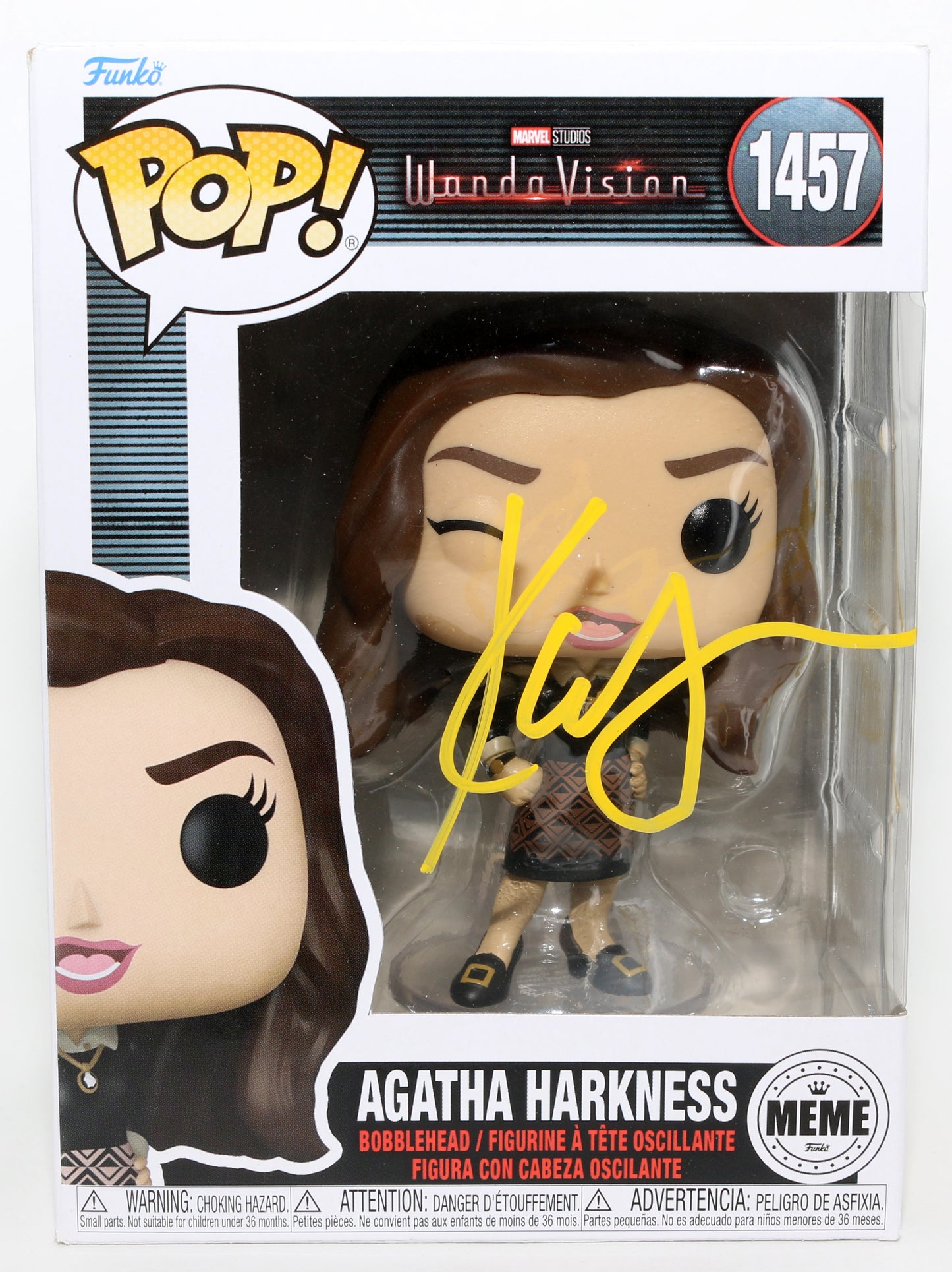 
                  
                    Kathryn Hahn as Agatha Harkness in WandaVision (JSA) Signed Funko POP! #1457 with Witch Remark
                  
                