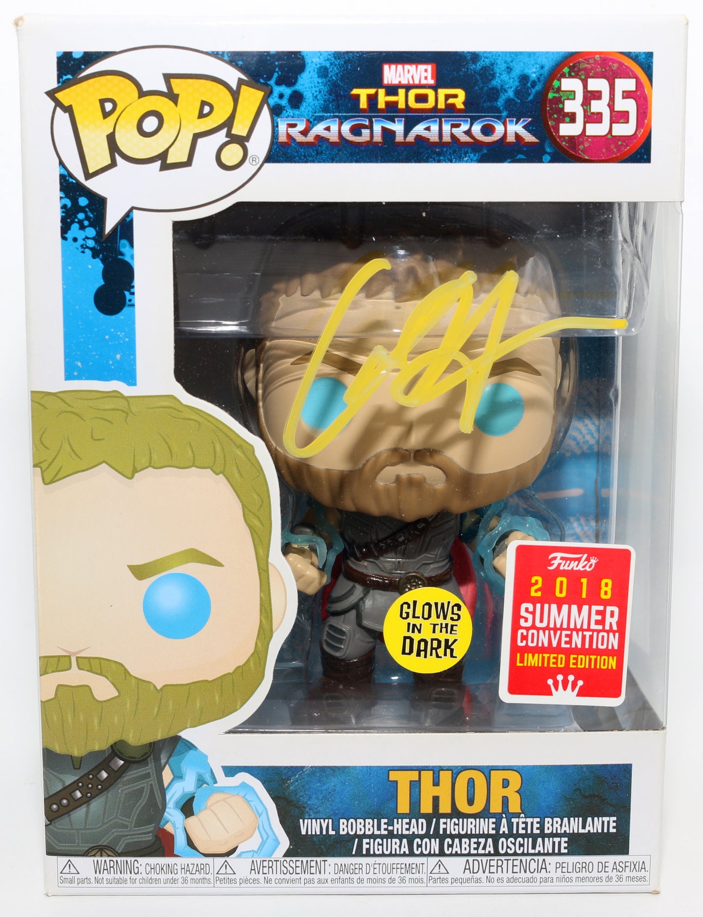 
                  
                    Chris Hemsworth as Thor in Thor: Ragnarok GITD 2018 Summer Convention Exclusive Funko POP! #335
                  
                