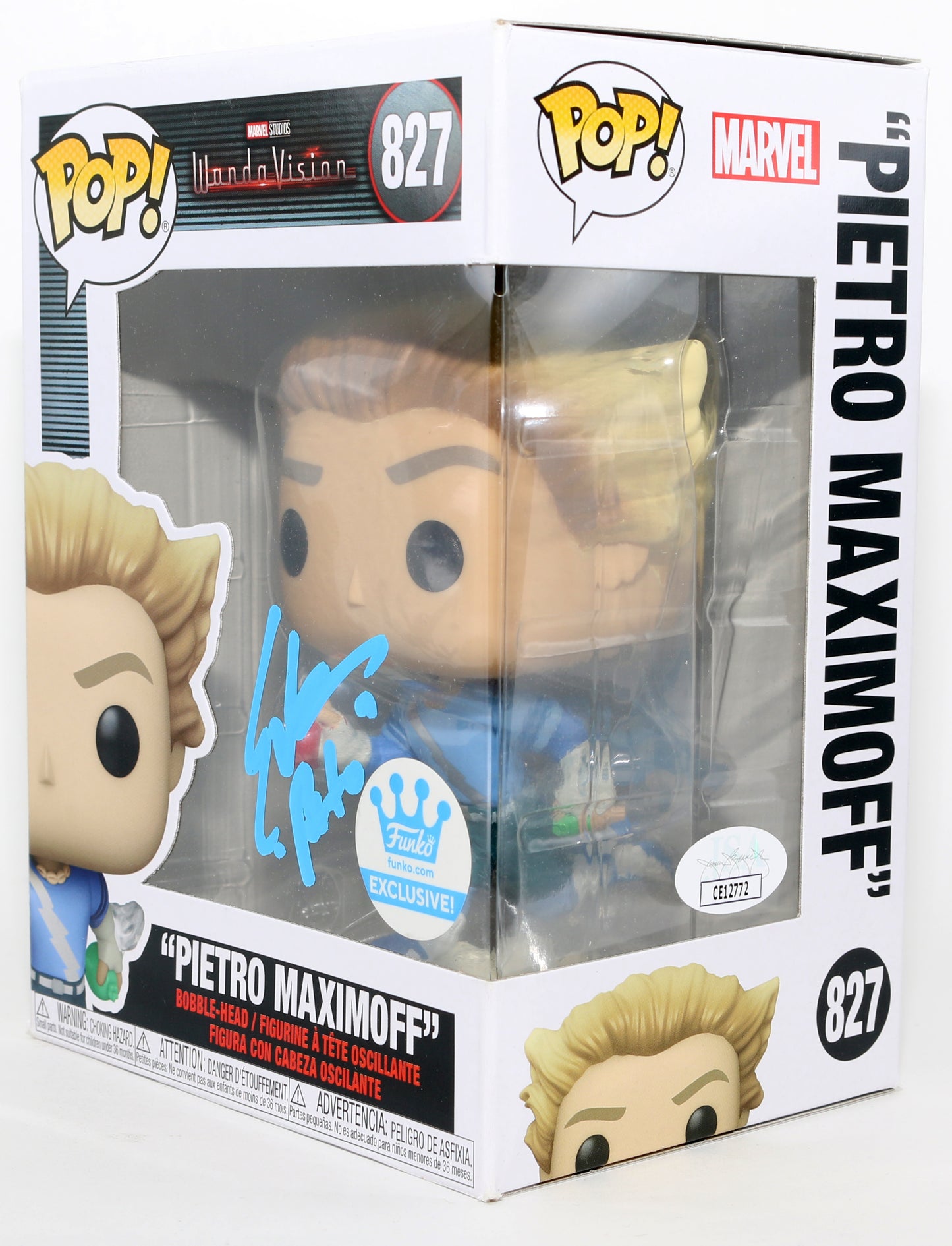 
                  
                    Evan Peters as Pietro Maximoff in WandaVision Funko Store Exclusive (JSA) Signed Funko POP! #827 with Character Name
                  
                