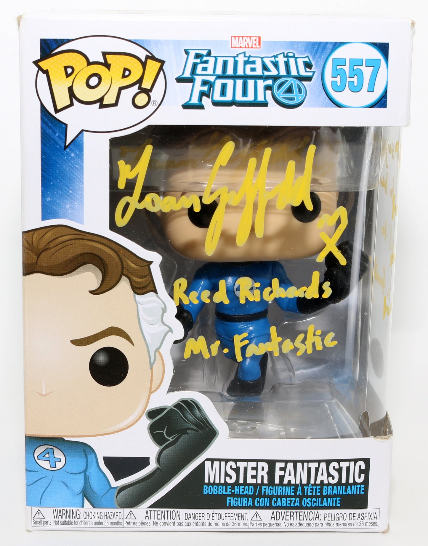 
                  
                    Ioan Gruffudd as Reed Richards / Mr. Fantastic in Fantastic Four (JSA) Signed Funko POP! #557 with Character Name & Quote
                  
                