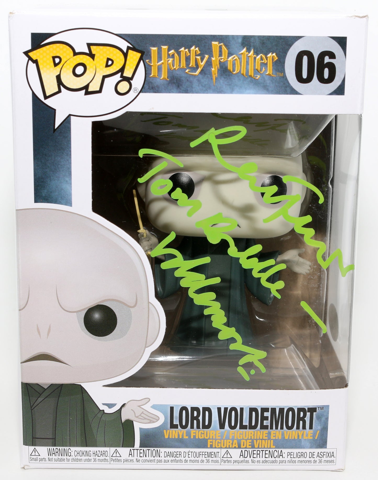 
                  
                    Ralph Fiennes as Lord Voldemort in Harry Potter (JSA) Signed Funko POP! #06 with Character Names
                  
                