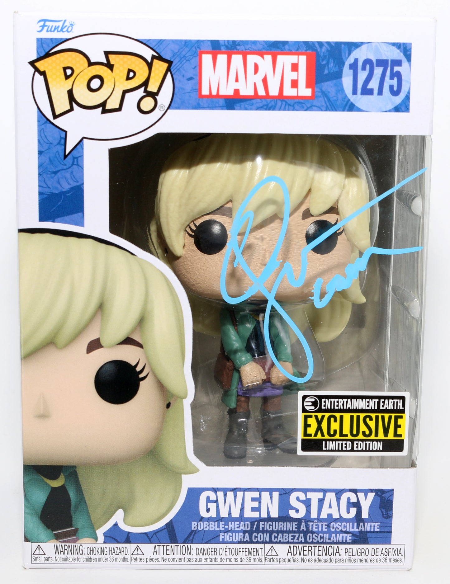 
                  
                    Emma Stone as Gwen Stacy in The Amazing Spider-Man Entertainment Earth Exclusive Signed Funko POP! #1275 with Character Name
                  
                
