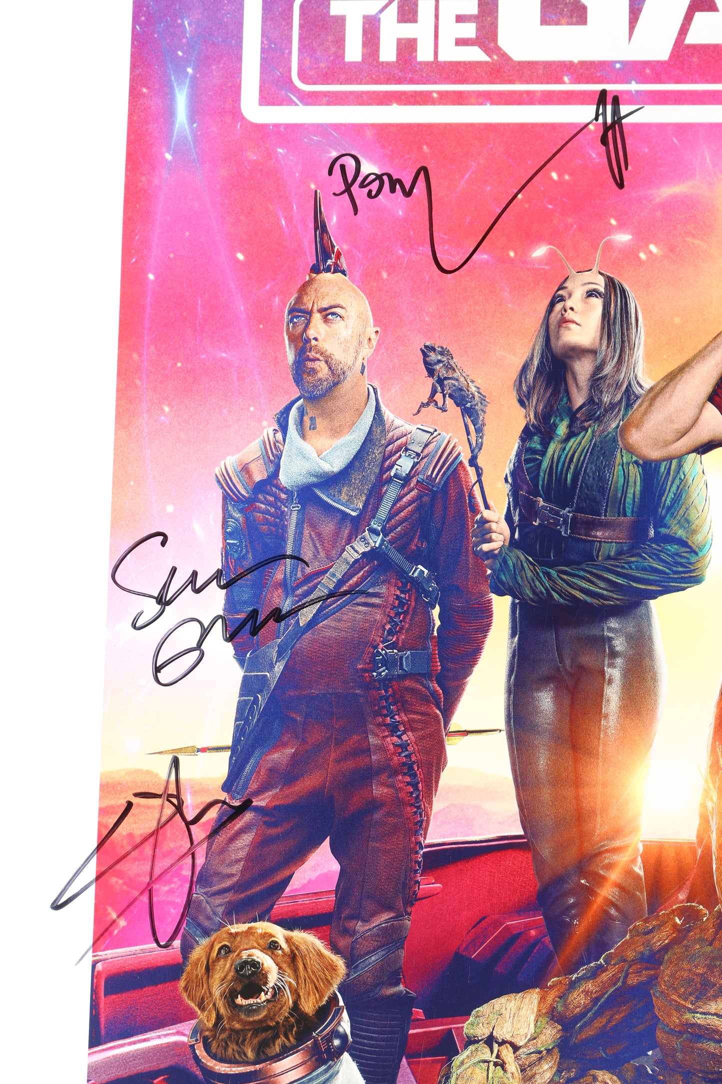 
                  
                    Guardians of the Galaxy Vol. 3 27x40 Cast Signed Chris Pratt, Pom Klementieff, Sean Gunn, Will Poulter, Chukwudi Iwuji, Maria Bakalova, Nathan Fillion, & Director: James Gunn
                  
                