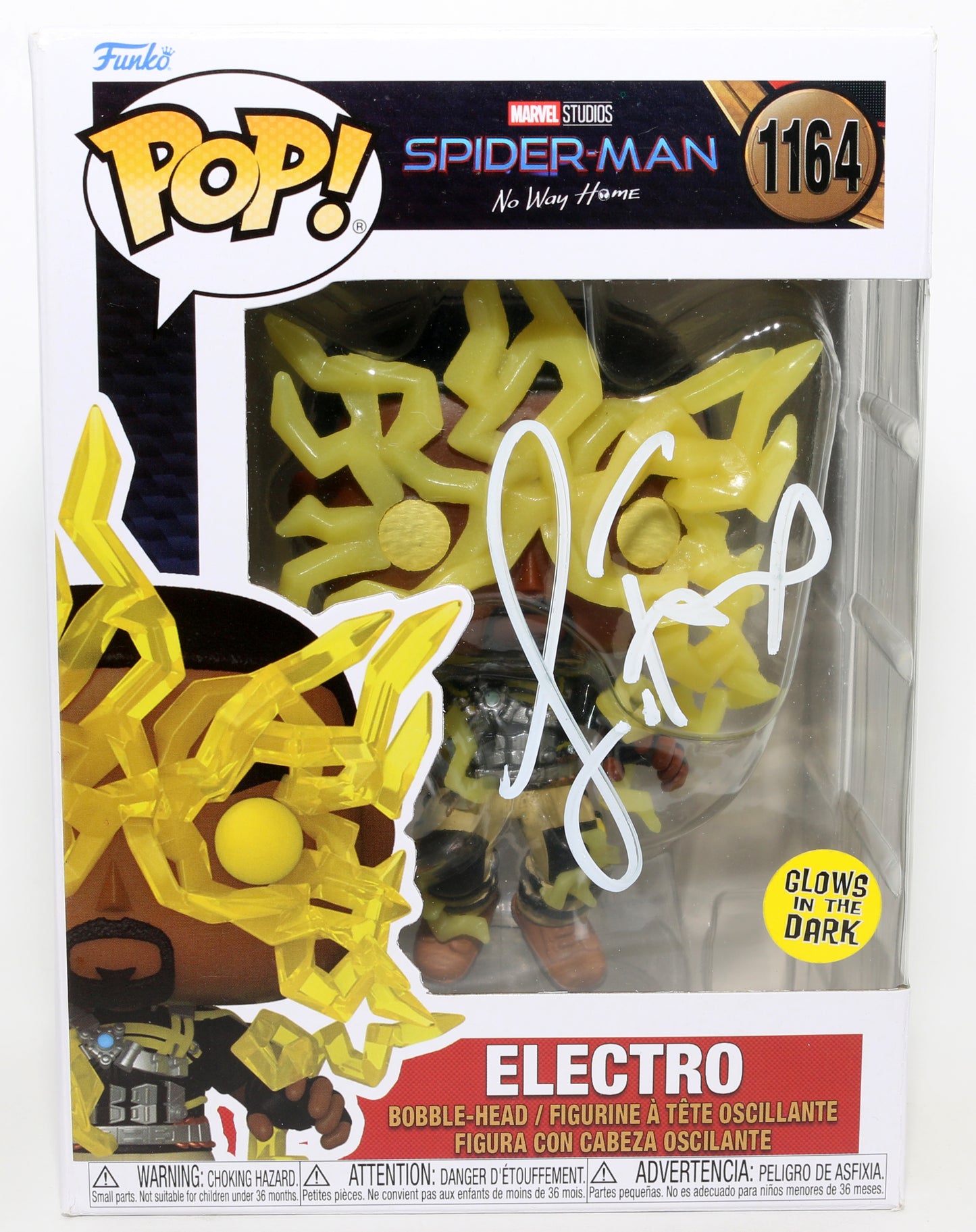 
                  
                    Jamie Foxx as Electro in Spider-Man: No Way Home GITD (JSA) Signed Funko POP! #1164
                  
                