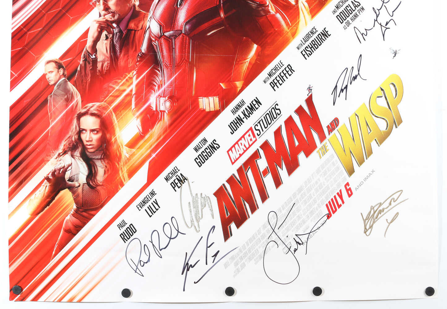 
                  
                    Ant-Man & The Wasp Signed 27x40 Poster Cast Signed by Paul Rudd, Evangeline Lilly, Laurence Fishbure, Hannah John-Kamen, Michael Douglas, Producer: Kevin Feige, & Director: Peyton Reed
                  
                